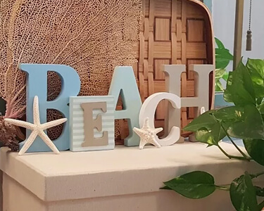 Wooden Beach Word Sign